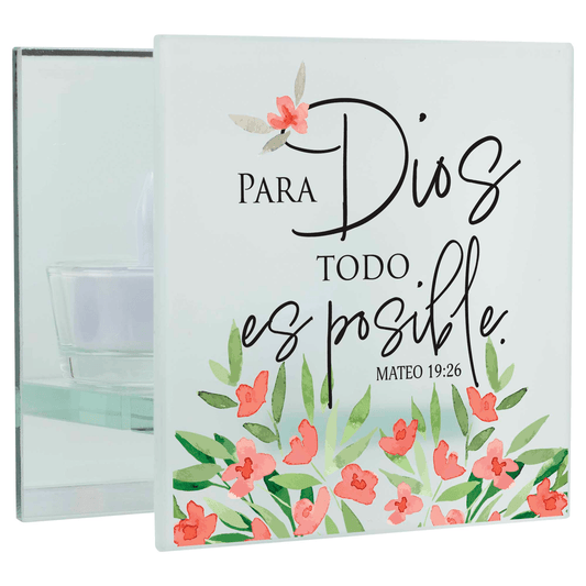 Inspiring Led Tealight Holder With Mateo 19:26 Scripture-0