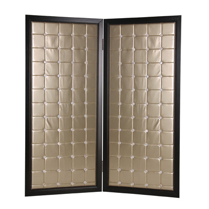 59" X 84" Gold Wood & Fabric  Screen-0