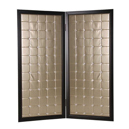 59" X 84" Gold Wood & Fabric  Screen-1