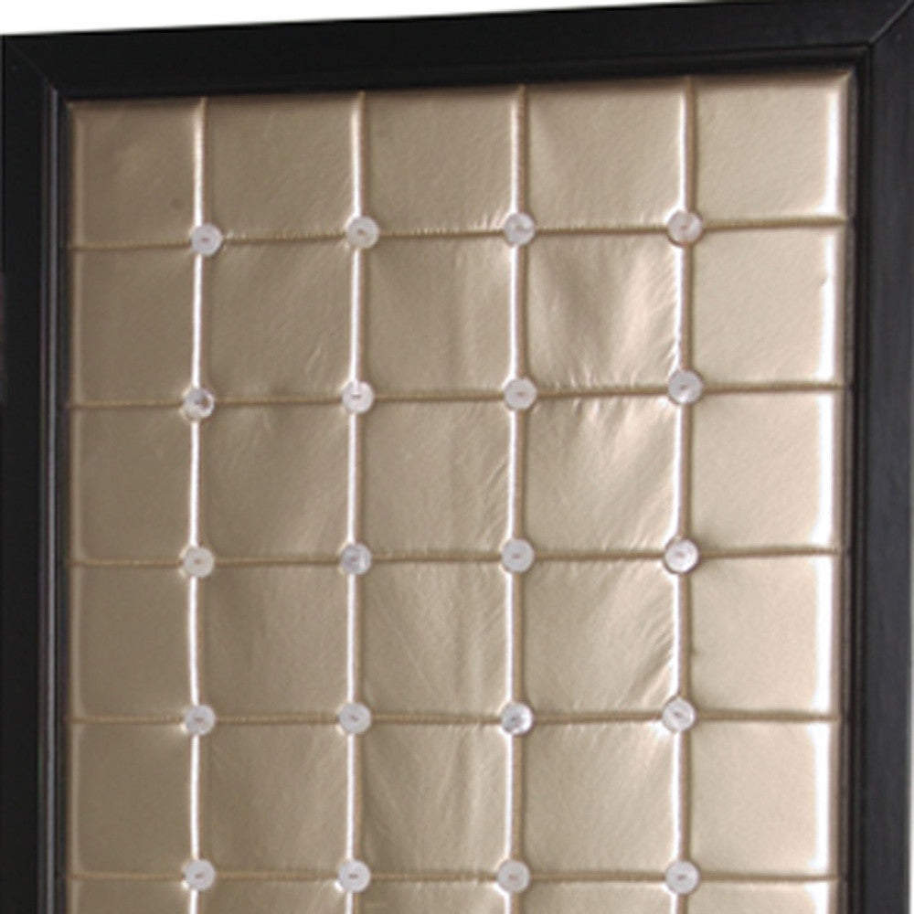 59" X 84" Gold Wood & Fabric  Screen-2