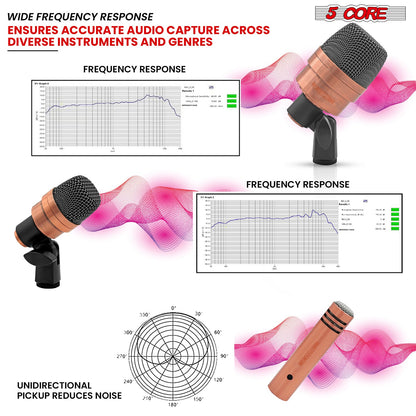 5Core Drum Mic Kit 7 Pcs Kick Bass Tom Snare Dynamic Microphone Instrument Mics Set COPPEREX-1