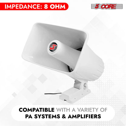 5 Core PA Speaker 5 x 8" 65W Bull Horn Loud Audio Outdoor Speakers System 8Ohm Reflex Megaphone-2