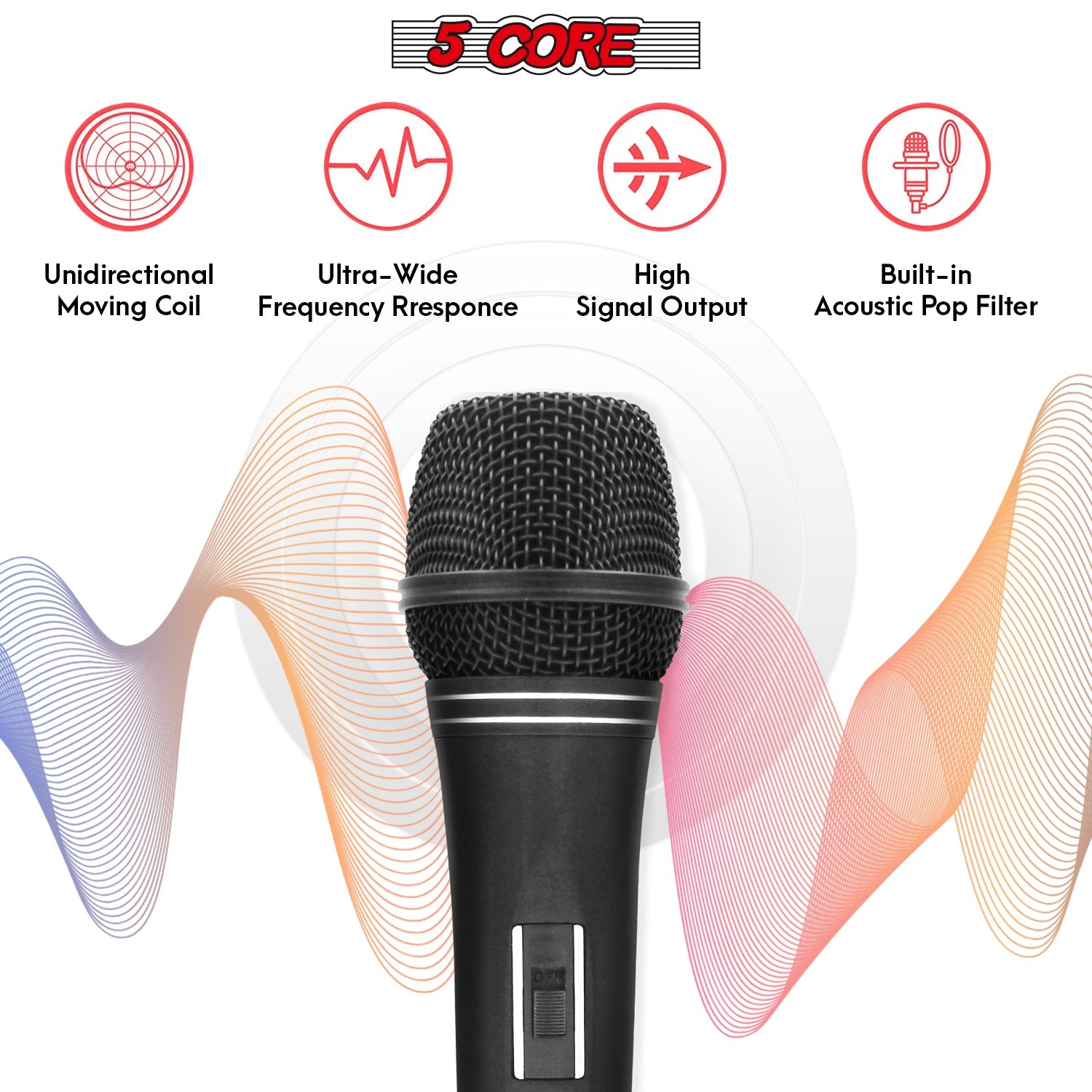5Core XLR Microphone Dynamic Mic Karaoke Singing Studio Microfono Handheld Mics-2