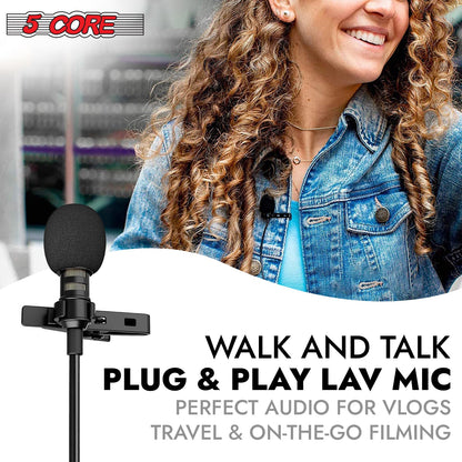 5Core Lavalier Microphone Clip On Professional Grade 3.5mm Lav Lapel Mic Omnidirectional-2