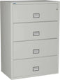 Lateral 38 Inch 4-Drawer Fireproof File Cabinet with Key Lock, Water Seal, Light Gray,-0