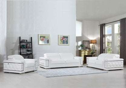Three Piece Indoor White Italian Leather Six Person Seating Set-7