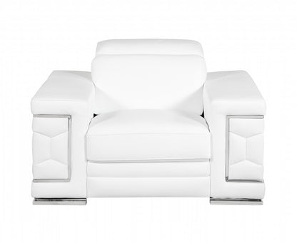 Three Piece Indoor White Italian Leather Six Person Seating Set-0
