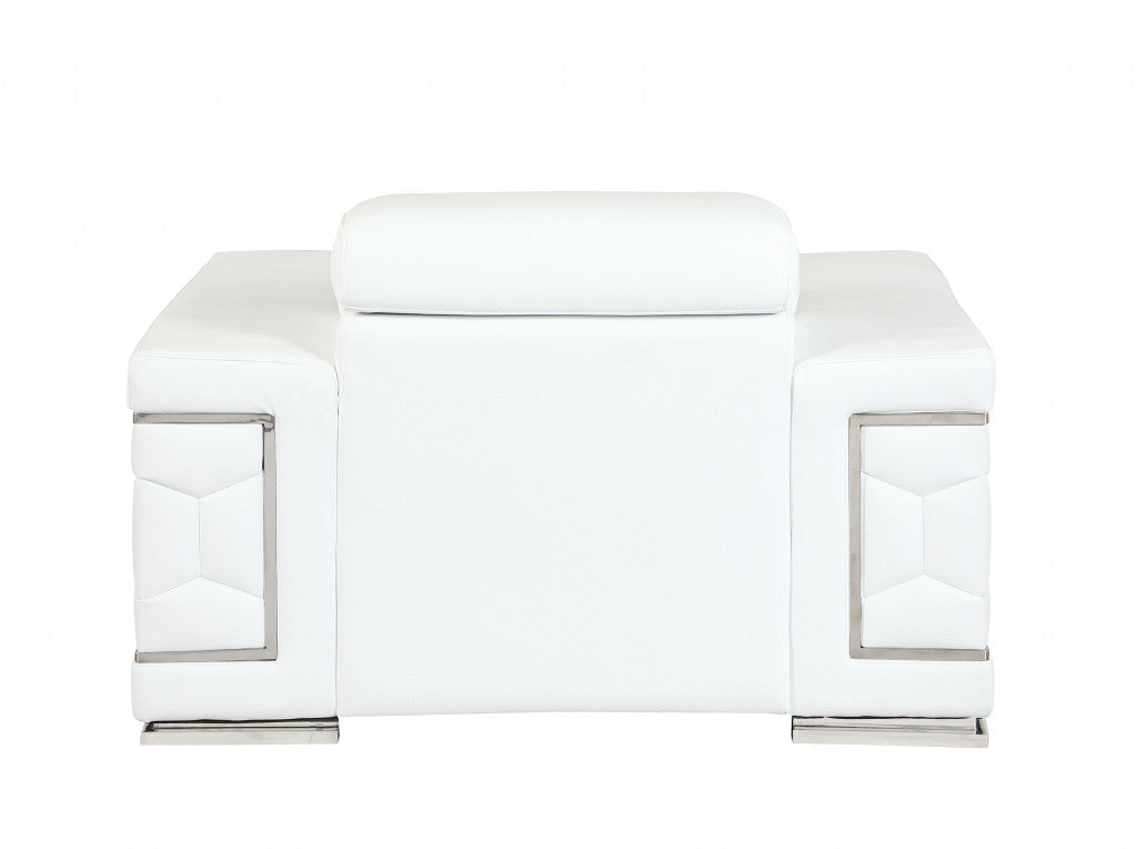 Three Piece Indoor White Italian Leather Six Person Seating Set-4