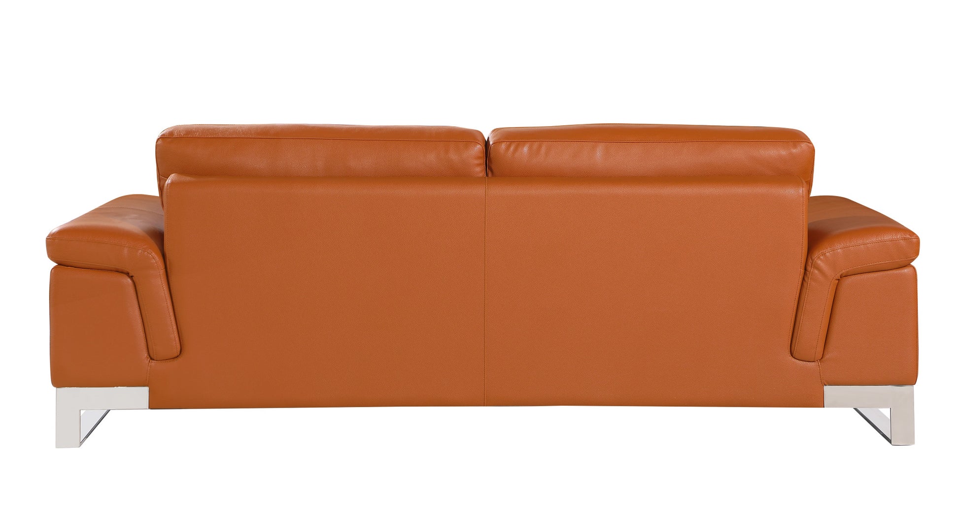 Three Piece Indoor Camel Italian Leather Six Person Seating Set-8