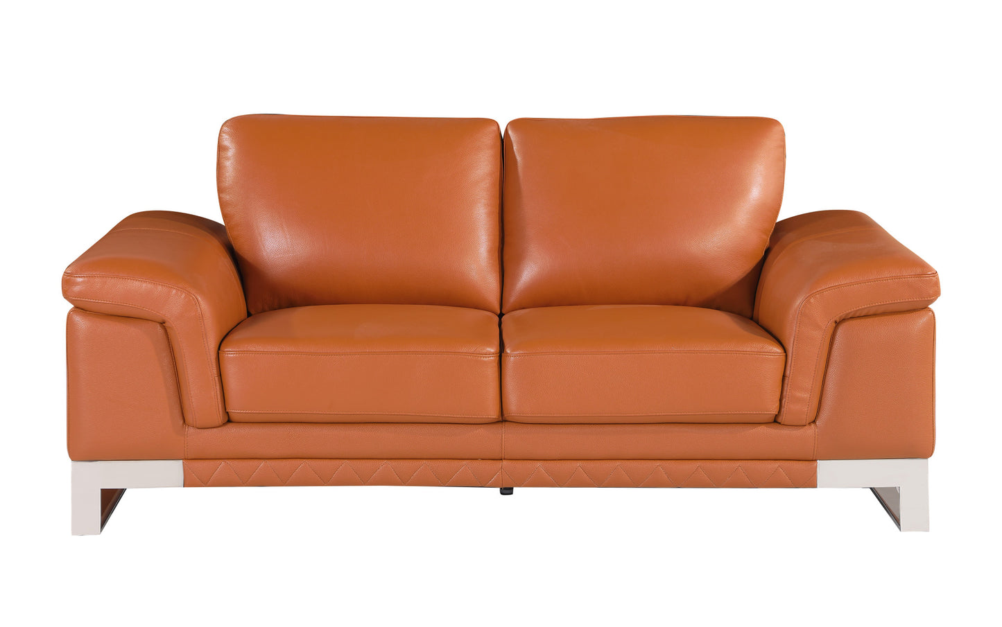 Three Piece Indoor Camel Italian Leather Six Person Seating Set-7