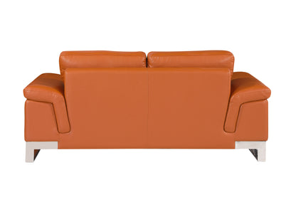 Three Piece Indoor Camel Italian Leather Six Person Seating Set-1