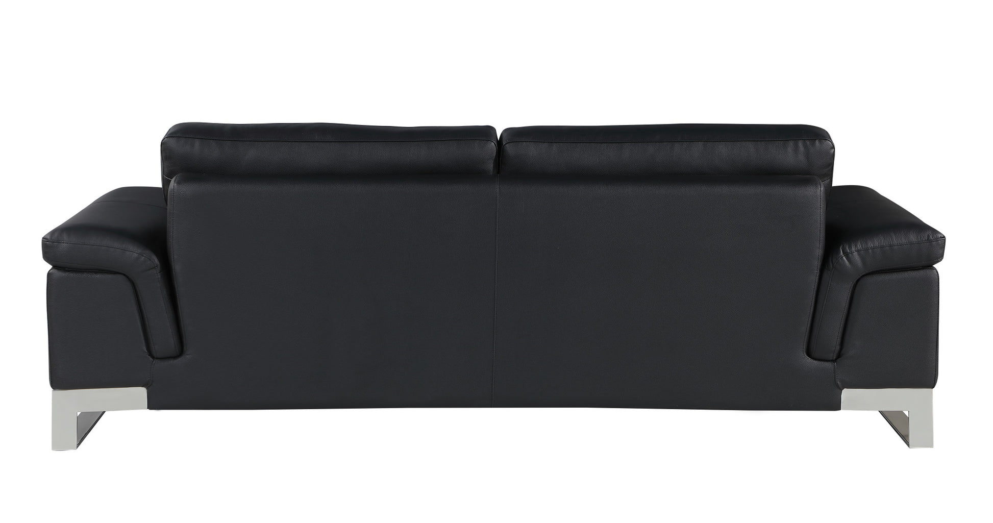 Three Piece Indoor Black Italian Leather Six Person Seating Set-7