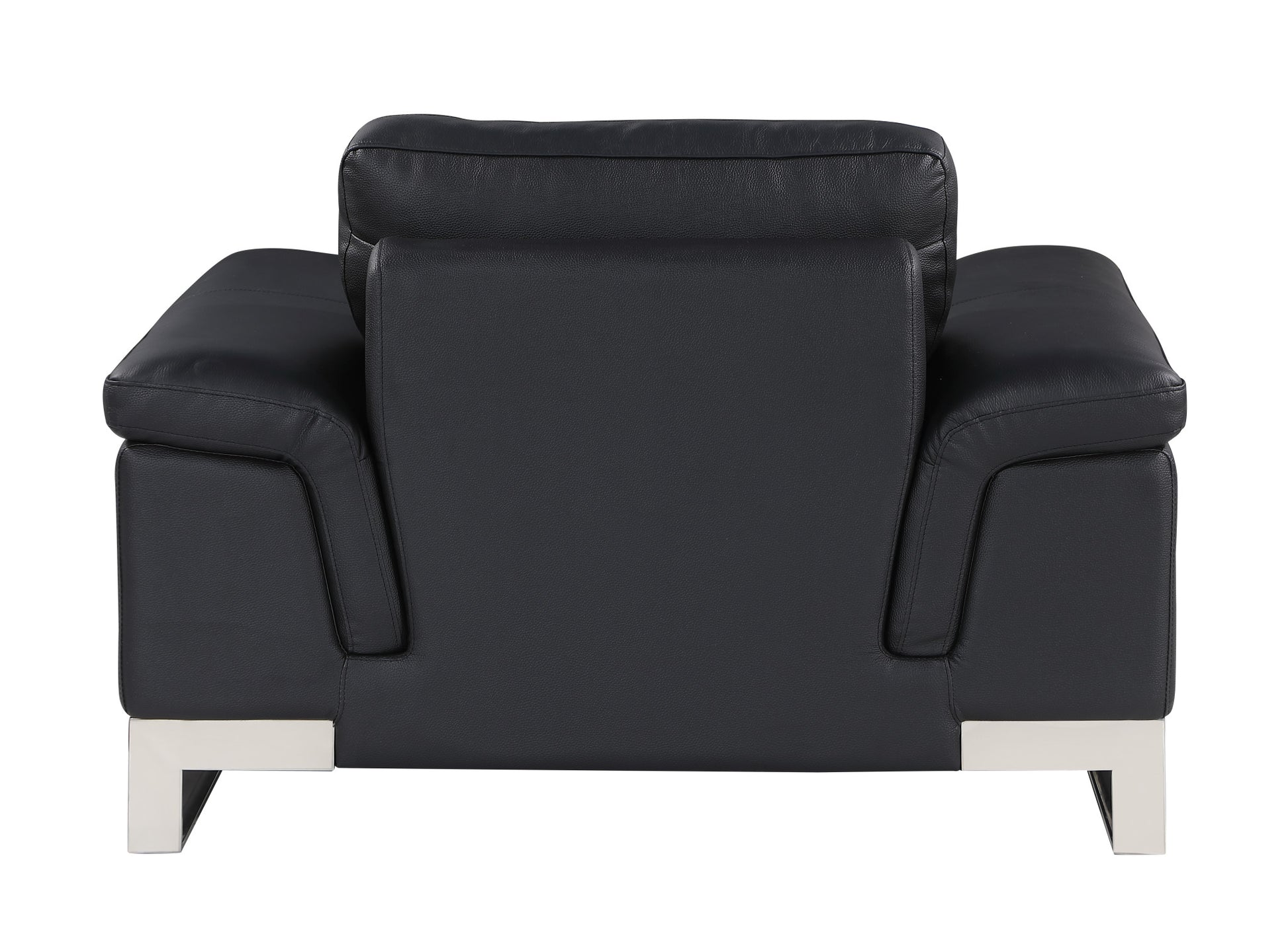 Three Piece Indoor Black Italian Leather Six Person Seating Set-3