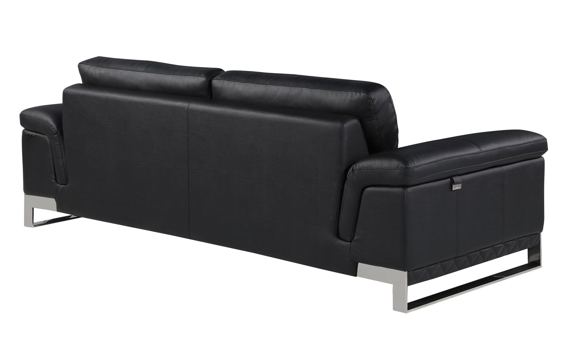 Three Piece Indoor Black Italian Leather Six Person Seating Set-6