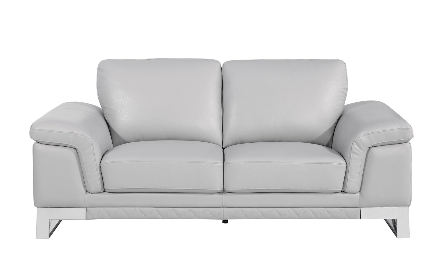 Three Piece Indoor Light Gray Italian Leather Six Person Seating Set-8