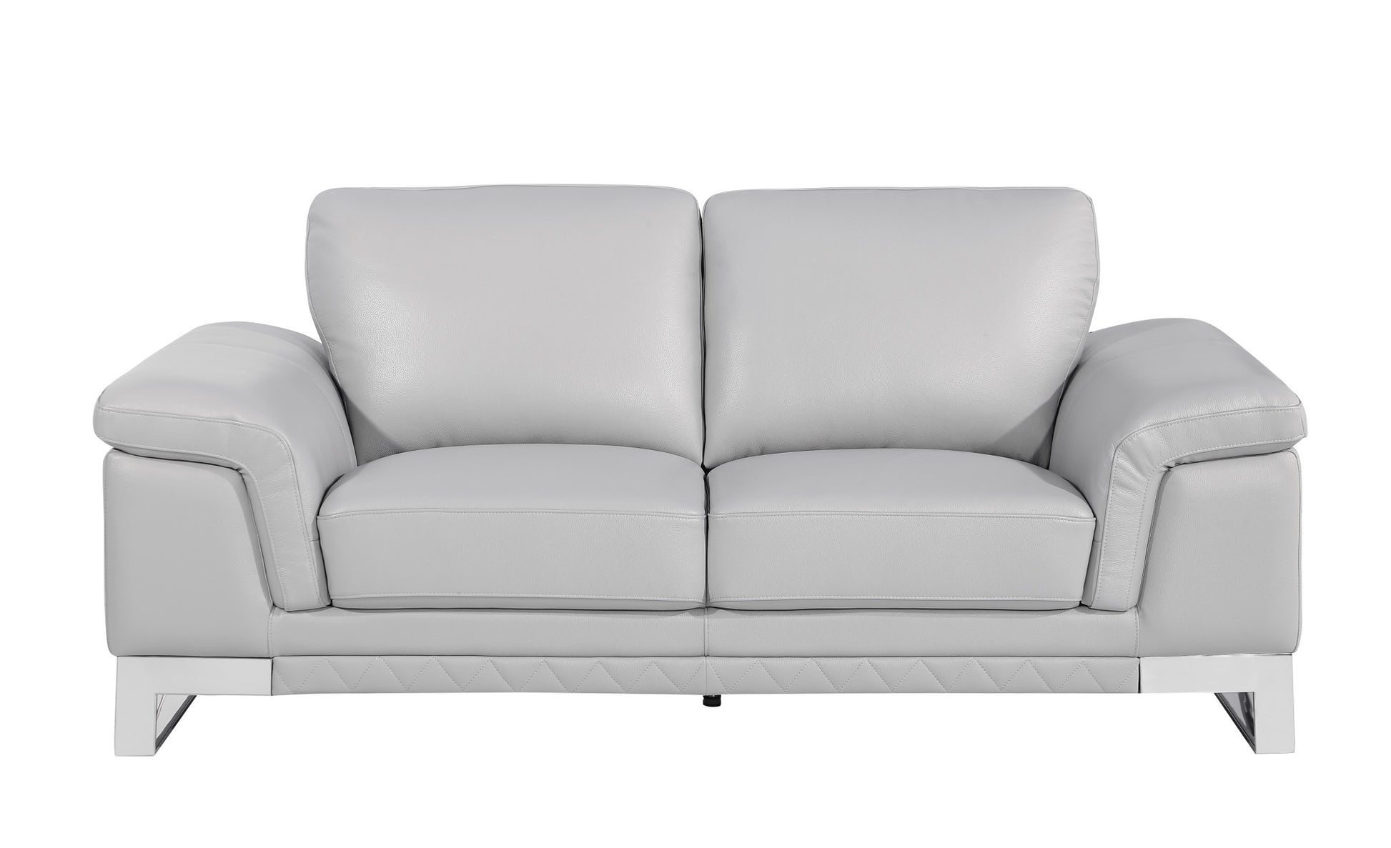 Three Piece Indoor Light Gray Italian Leather Six Person Seating Set-8