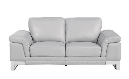 Three Piece Indoor Light Gray Italian Leather Six Person Seating Set-8