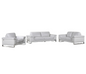 Three Piece Indoor Light Gray Italian Leather Six Person Seating Set-0