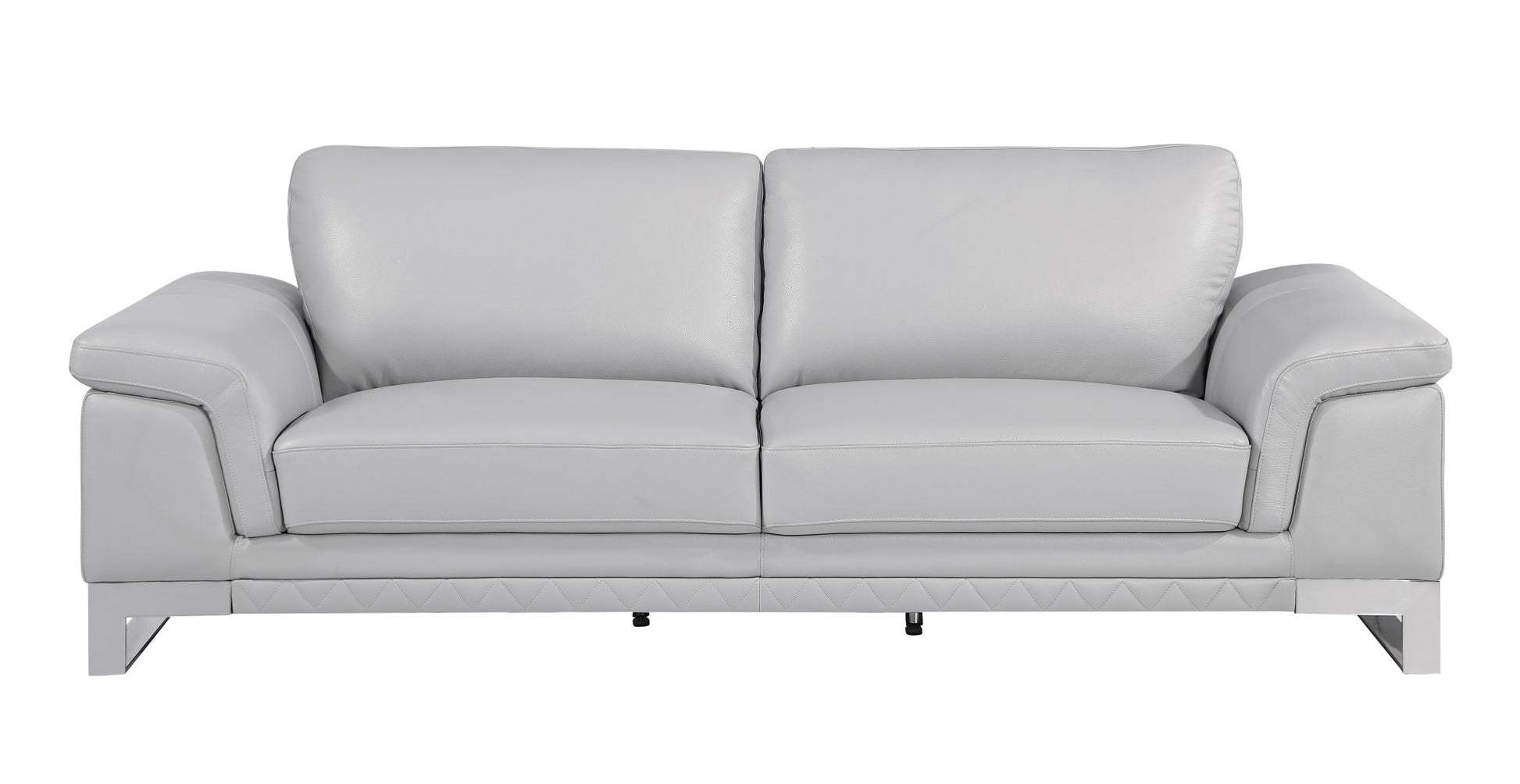 Three Piece Indoor Light Gray Italian Leather Six Person Seating Set-4