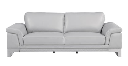 Three Piece Indoor Light Gray Italian Leather Six Person Seating Set-4