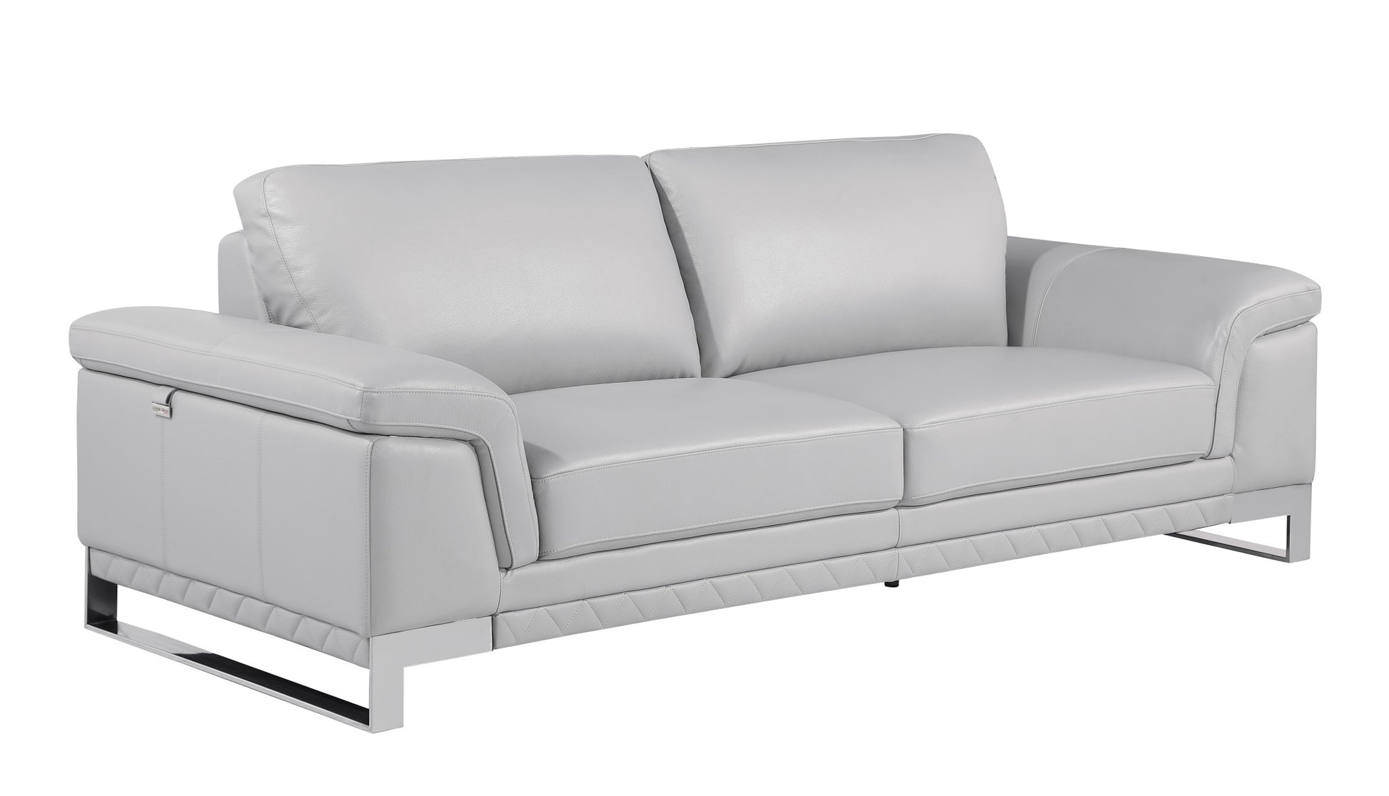 Three Piece Indoor Light Gray Italian Leather Six Person Seating Set-5