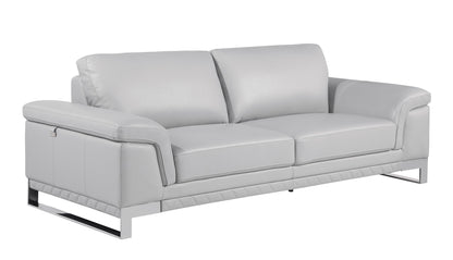 Three Piece Indoor Light Gray Italian Leather Six Person Seating Set-5