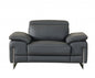 Three Piece Indoor Dark Gray Italian Leather Six Person Seating Set-0