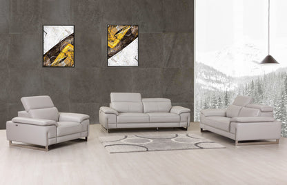 Three Piece Indoor Light Gray Italian Leather Six Person Seating Set-8