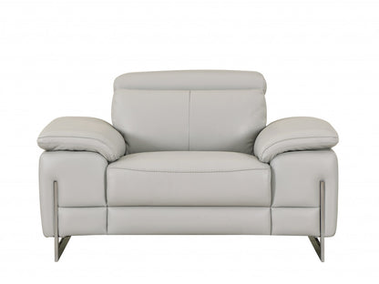 Three Piece Indoor Light Gray Italian Leather Six Person Seating Set-1