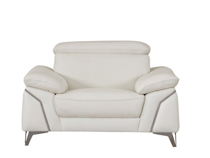 Three Piece Indoor White Italian Leather Six Person Seating Set-0