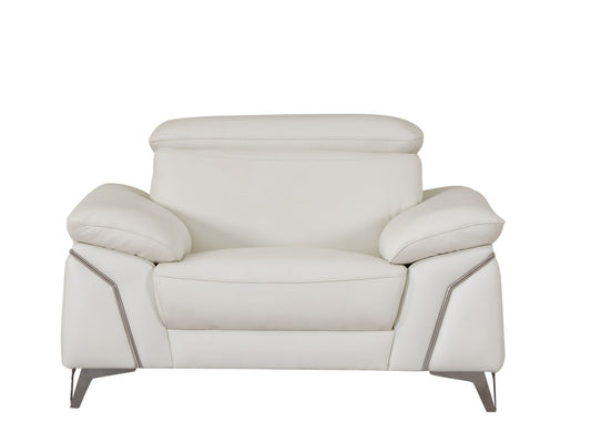 Three Piece Indoor White Italian Leather Six Person Seating Set-0