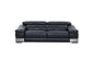 Three Piece Indoor Black Italian Leather Six Person Seating Set-0