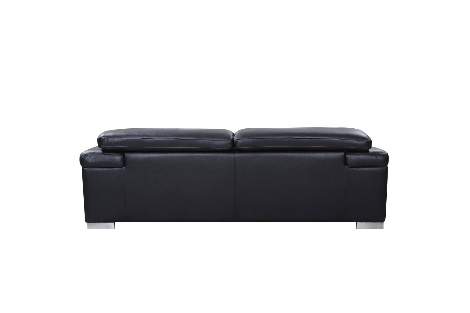 Three Piece Indoor Black Italian Leather Six Person Seating Set-3