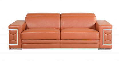 Two Piece Indoor Camel Italian Leather Five Person Seating Set-2