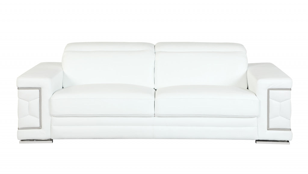 Two Piece Indoor White Italian Leather Five Person Seating Set-2