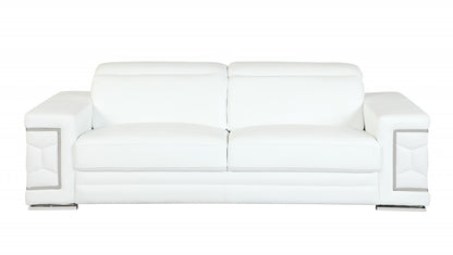Two Piece Indoor White Italian Leather Five Person Seating Set-2