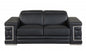 Two Piece Indoor Black Italian Leather Five Person Seating Set-0