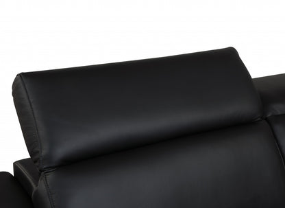 Two Piece Indoor Black Italian Leather Five Person Seating Set-5
