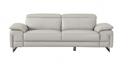 Two Piece Indoor Light Gray Italian Leather Five Person Seating Set-2