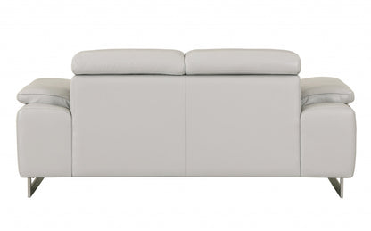 Two Piece Indoor Light Gray Italian Leather Five Person Seating Set-3