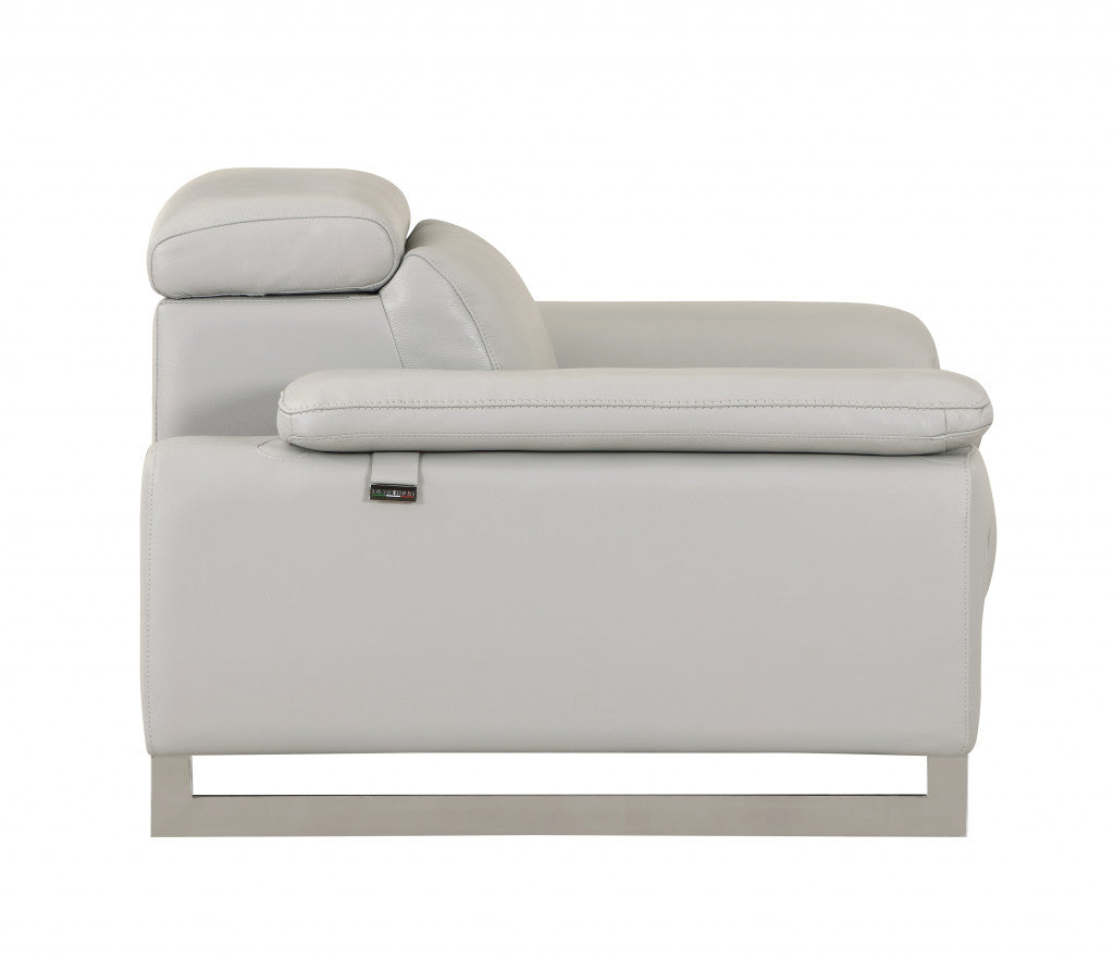 Two Piece Indoor Light Gray Italian Leather Five Person Seating Set-4
