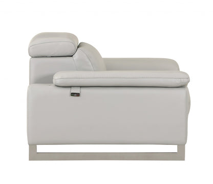 Two Piece Indoor Light Gray Italian Leather Five Person Seating Set-4