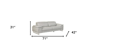 Two Piece Indoor Light Gray Italian Leather Five Person Seating Set-8