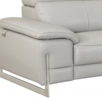 Two Piece Indoor Light Gray Italian Leather Five Person Seating Set-5