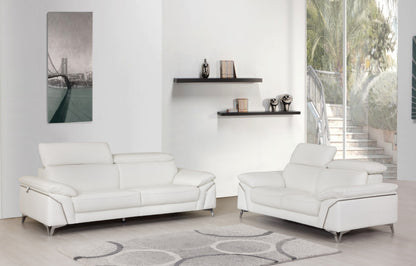 Two Piece Indoor White Italian Leather Five Person Seating Set-8