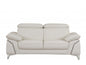 Two Piece Indoor White Italian Leather Five Person Seating Set-0