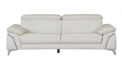 Two Piece Indoor White Italian Leather Five Person Seating Set-2
