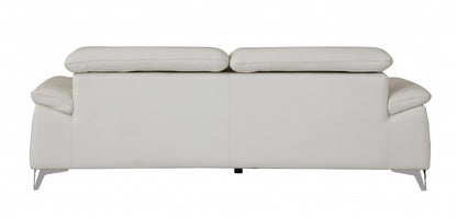 Two Piece Indoor White Italian Leather Five Person Seating Set-3