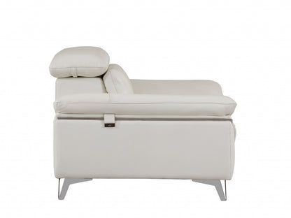 Two Piece Indoor White Italian Leather Five Person Seating Set-4