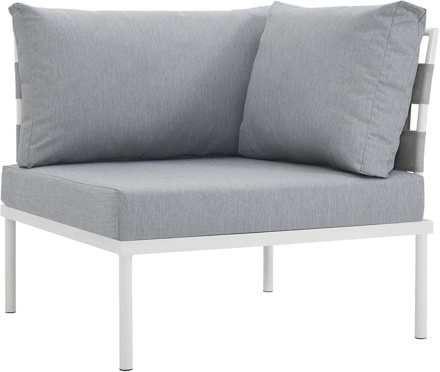 Harmony 8-Piece Aluminum Outdoor Patio Furniture Sectional Sofa Set with Cushions in White Gray-4